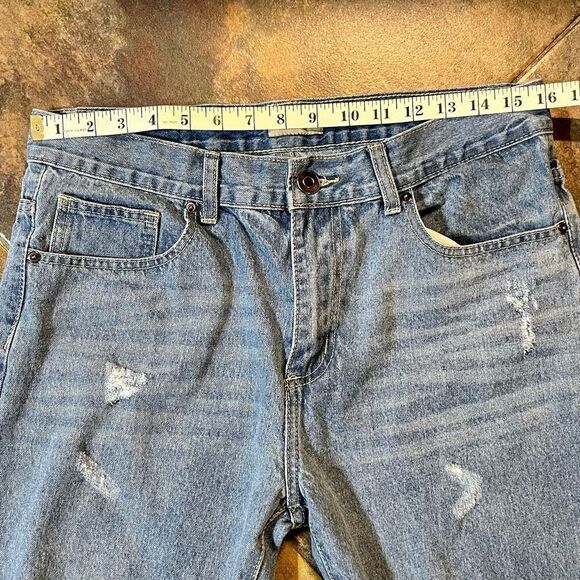 Black Relaxed Straight Distressed Jeans Size 32/30 - Picture 2 of 10